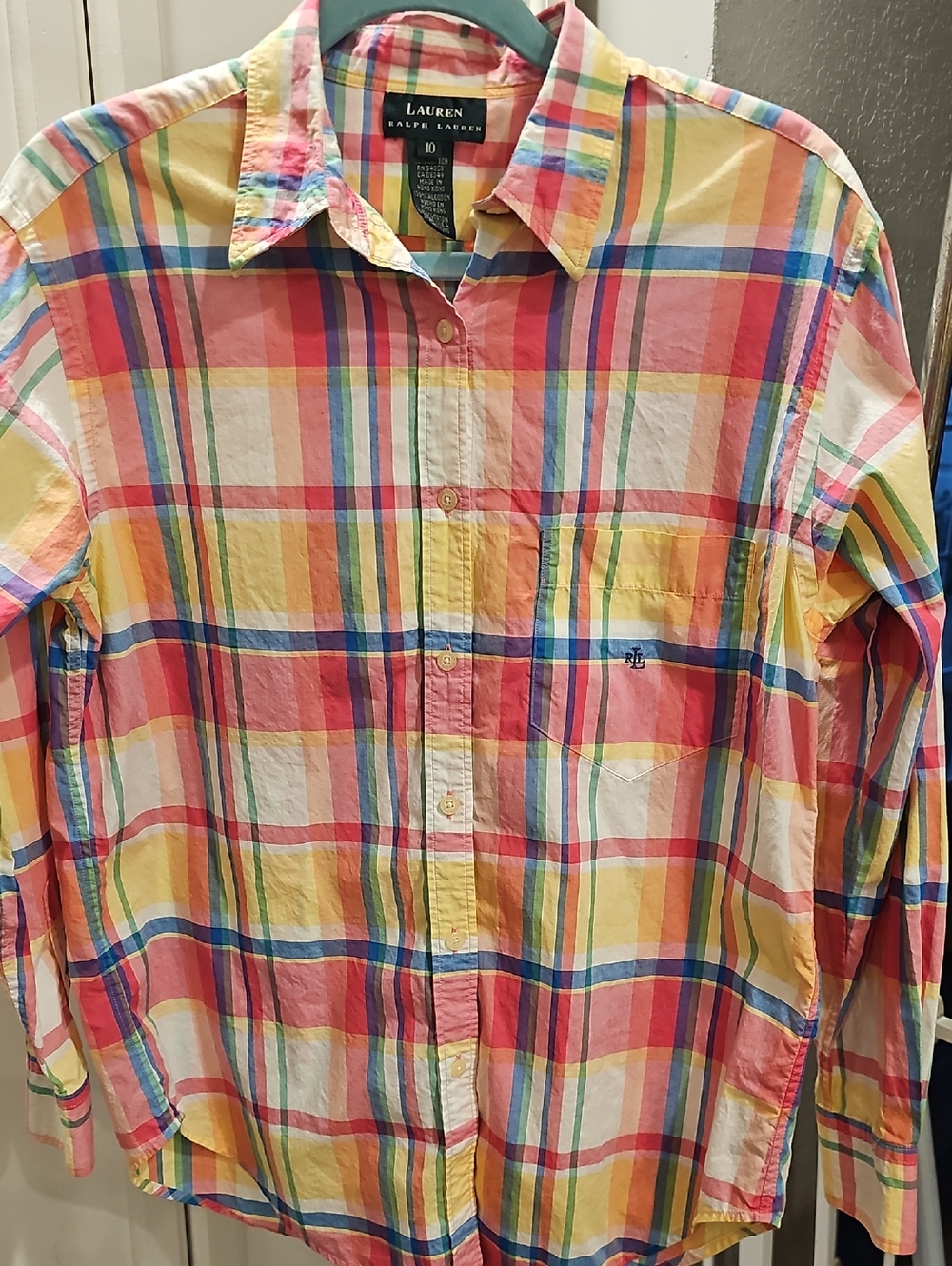 Lauren Ralph Lauren Women's Multicolor Plaid Button-Down Shirt Size 10